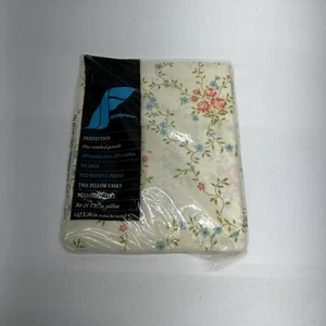 NOS Vintage Queen Fieldcrest Perfection federe standard floreali percalle - Foto 1 di 4