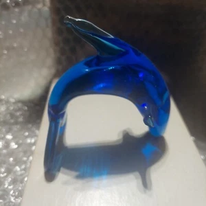 Kobaltblau Kunst Glas Wal Briefbeschwerer Figur klein 3" - Bild 1 von 8