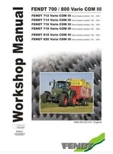 Fendt 700 800 Vario Com3 712 to 820 Workshop Manual 2007 Delivered Today - Picture 1 of 4