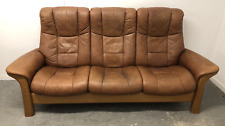 EKORNES Stressless Mayfair 3 Seater Sofa, Brown Leather, Recliner Seats, 205cm W