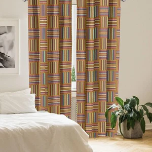 Ambesonne African Colorful Geometric Decorative Window Curtains Yellow Red 56X63 - Picture 1 of 6