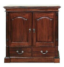Solid Mahogany Wood TV Stand / Cabinet With Door Antique Reproduction Design