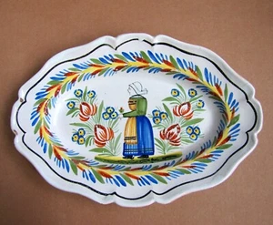 Ancien Grand Plat Faïence de Quimper Peint Main - Imagen 1 de 5