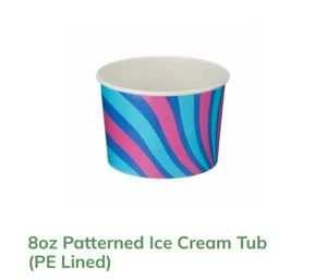 $ Ice Cream Tub 3 Scoop 8oz Paperboard Colourful Ice cream  Pot Disposable x 500 - Picture 1 of 3