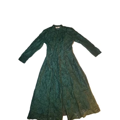 Vestido De Colección Encaje Verde 12P Manga Larga Atado Trasero Renacimiento 2 piezas Botones Fiesta Foto 1 de 4