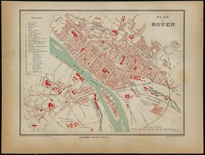 1880 - Plan ancien de Rouen - Ville historique de Normandie - Picture 1 of 5