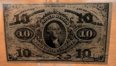 FRACTIONAL CURRENCY Fr. 1255 Third Issue .10¢ PCGS Banknote UNCIRULATURED 62 - Image 1 of 4