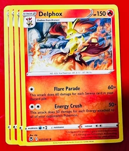 4x Delphox 027/195 Pokémon TCG Silver Tempest NM Playset Lot Rare - Picture 1 of 1