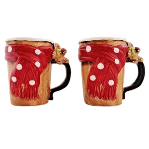 Cracker Barrel Coffee Mugs Set of 2 "Handmade Christmas" Gingerbread Man Scarf - Picture 1 of 11