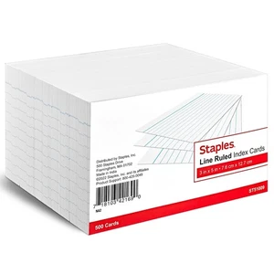 Staples 3" x 5" Line Ruled Index Cards 500/Pack (51009) 233601 - Picture 1 of 5