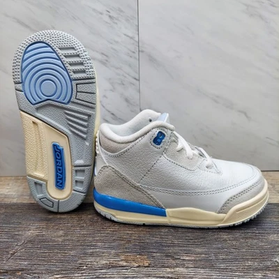 Pantalones cortos Nike Air Jordan 3 Retro TD para niños pequeños de la suerte DM0968-101 talla 7C blanco azul Foto 1 de 4