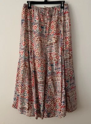 ralph lauren cotton Lined Maxi Skirt Size Small.Southwestern Color Pattern Nice. - Image 1 of 4