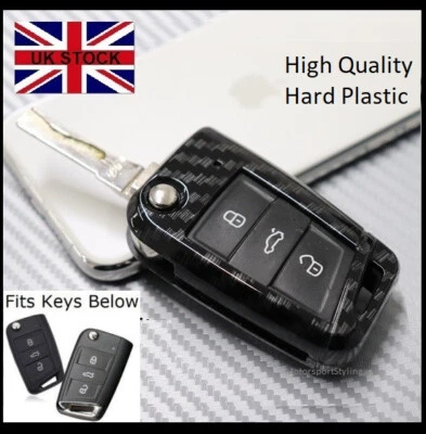 Kohlefaser Schlüssel Schutzhülle Für VW Seat Skoda Fernbedienung Gehäuse j40cf - Bild 1 von 4