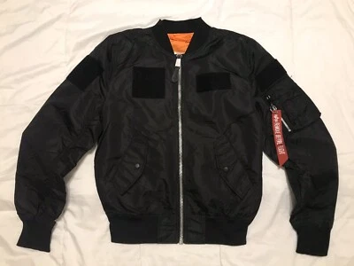 Chaqueta de vuelo Alpha Industries para hombre talla (XS) reversible negra naranja Foto 1 de 4