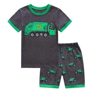 Little Boys Short Pajamas Sets Toddler PJS Cotton Kids Sleepwears Gray Garbag... - Picture 1 of 7