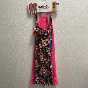 HURLEY Girls Dress and Romper 2-Pack - Tropical Pink - Girls Youth Large 14 -16 - Picture 1 of 4