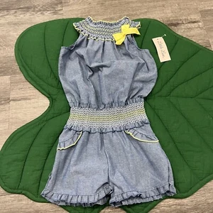 Little Las Girls 6X Chambray Smocked Romper - Picture 1 of 5