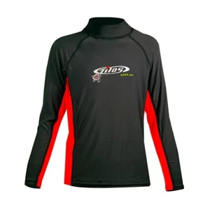 Tilos Kids Long Sleeve Rash Guard Childrens UV Protection Surf Swim BLACK/RED - Picture 1 of 1