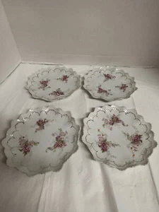 Vintage Haviland Limoges Set of 4 Dessert Plate 6" Pink Floral w/Gold Trim - Picture 1 of 6