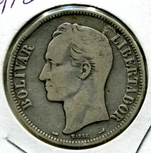 Silbermünze Venezuela "FUERTE" 5 Bolivares 1910 - 25 Gramm 90% Silber - Bild 1 von 2