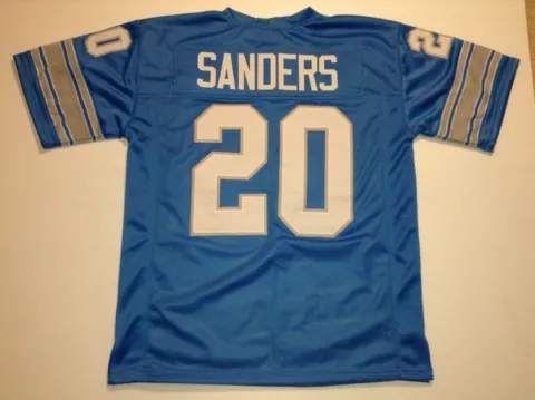 UNSIGNED CUSTOM Sewn Stitched Barry Sanders Blue Jersey - M, L, XL, 2XL, 3XL Cover
