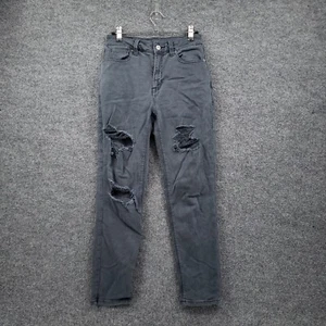 American Eagle Jeans Womens 00S Mid-Rise Skinny Stretch Ripped Dark Blue Denim - Picture 1 of 13