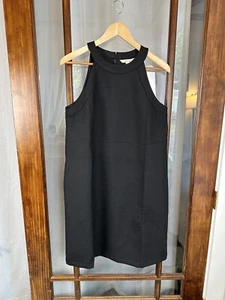 Boden Sleeveless Mini Shift Dress 8L Black D0464 Wool Blend Halter Neck Career - Picture 1 of 10