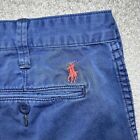 Polo Ralph Lauren Mens Shorts 34 Blue Khaki Chino Relaxed Fit Red Pony Logo
