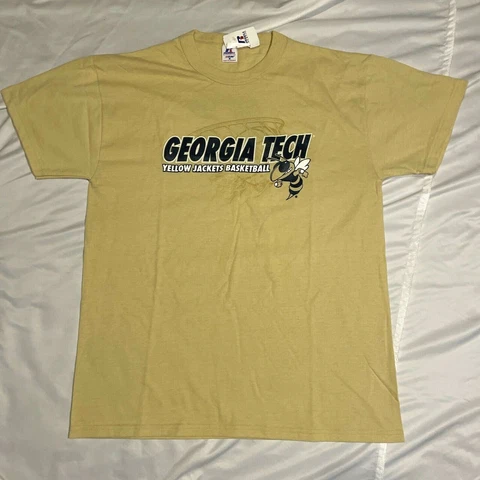 Georgia Tech Yellow Jackets Shirt Mens Medium Gold Cotton Russell NEW SH31 Cover