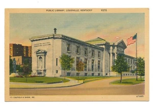 The Public LIbrary Louisville Kentucky KY Unposted Linen Postcard - Imagen 1 de 2