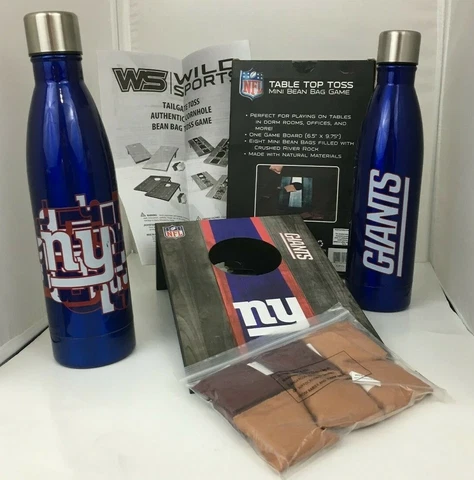 NY Giants NFL-TailGate Lot:2 Boelter StainlessSteel bottles w/ Mini BeanBag Game Cover