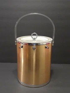 CUBO DE HIELO DORADO CEPILLADO GEORGE BRIARD DE COLECCIÓN CON SOPORTE PARA UTENSILIOS DE HERRAMIENTAS DE 3 PIEZAS  - Imagen 1 de 12