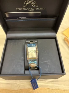 Porsamo Bleu Karla Quartz Ladies Watch Silver & Black Band NIB - Picture 1 of 6