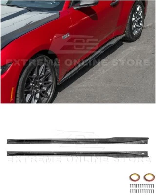 For 24-Up Ford Mustang S650 Factory CARBON FIBER Add-On Side Skirts Extension - Image 1 of 4
