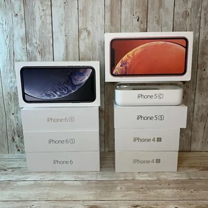 BOITE DE VENTE VIDE UNIQUEMENT Apple iPhone XR 6S 6 5S 5C 4S 128 Go 64 Go 16 Go 8 Go authentique - Photo 1 sur 55