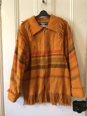 Vintage 60s 70s Fiord Cliffs Ltd ‘Lapplander’ Mustard Wool Tasseled Jacket UK 12 - Image 1 of 4