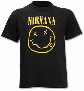 Nirvana T Shirt Happy Face Smile Officially Licensed Mens Black Rock Merch New - Picture 1 of 19