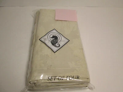 NEW Waterford Linen Damask Napkins Set of Four 20"x20" Ivory/Cream New - Image 1 of 4