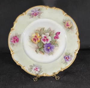 Selb Bavaria Hutschenreuther Goldrand handbemalt floral Speiseteller - Bild 1 von 4