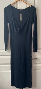 J Crew NWT Size M Ribbed Tie-Front Sweater Dress Black - Picture 1 of 5
