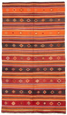 Vintage Hand Woven Traditional Kilim Rug 5'7" x 10'2" Oriental Wool Carpet - Image 1 of 4