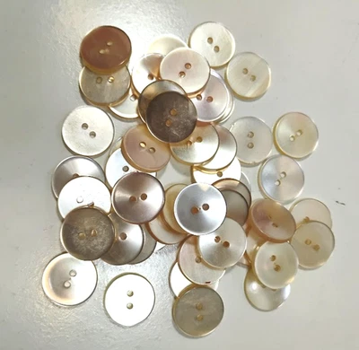 Vintage Beige Pink Opaque Round Buttons x 49 Pieces 2-Hole 3/4" B43 - Image 1 of 4