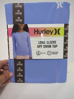 Top de natación Hurley manga larga UPF para niñas XL 14/16 púrpura nuevo con etiquetas Foto 1 de 4