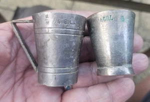 Two Art DEco SIlver Plated Cocktail Measures - Both 1/6 Gill - Picture 1 of 3