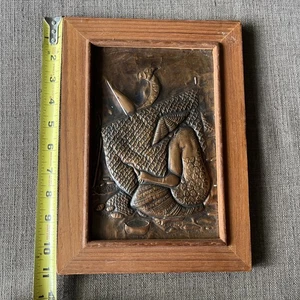 Original gehämmerte Kupferfolie Kunst Relief geprägte Malerei, asiatische Frau - Bild 1 von 12