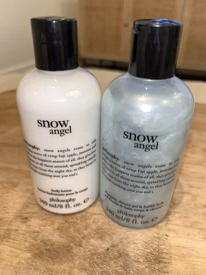 Lot 2 NEW PHILOSOPHY 8 OZ SNOW ANGEL BODY LOTION & SHAMPOO SHOWER GEL BUBBLE NEW - Image 1 of 4