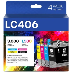 LC406 Ink Cartridges Compatible for Brother LC406 LC406XL LC 406 XL Work for ... - Picture 1 of 7