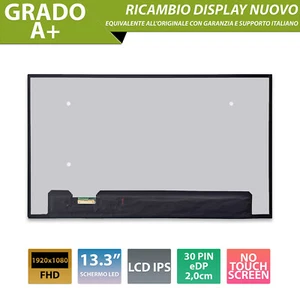 LCD 13.3 compatibile con Dell F7VDJ 0F7VDJ CN-0F7VDJ [30 pin 1920x1080] - Foto 1 di 6