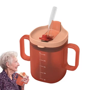 1pc Elderly Water Cup 300ml Unspillable Cup with Handles Drinking Cup - Picture 1 of 12