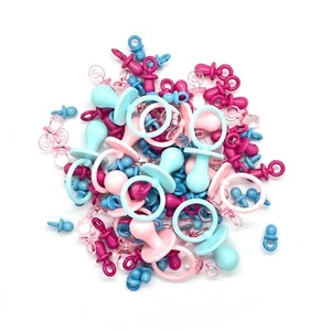 100 x Mixed Dummy Charms Jewellery Crafts Baby Shower Favours Dummy Clips Pink B - Picture 1 of 1